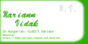 mariann vidak business card